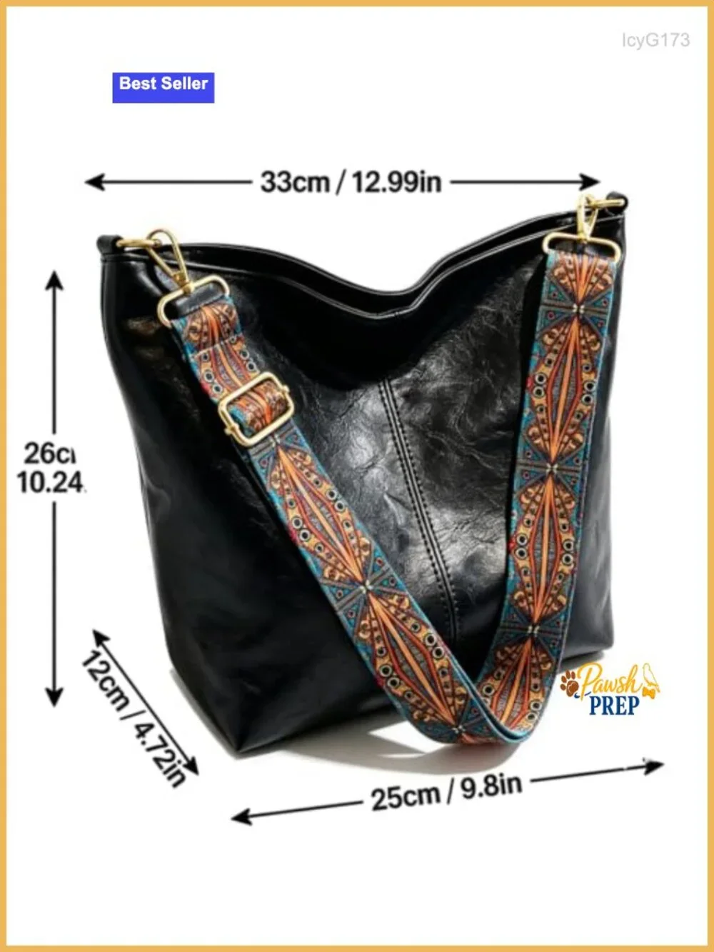 Vintage Oil Wax Faux Leather Hobo Bag, Adjustable Bohemian Printed Strap